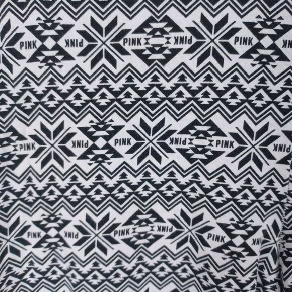 🎁 5 for $25 PINK VIctorias Secret Fair Isle Black White Pajama Pants - Picture 3 of 11